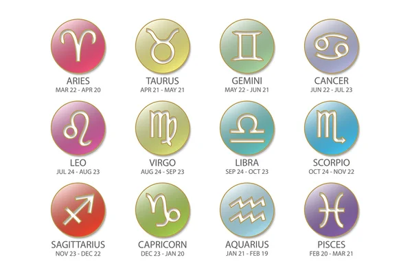 Horoscope Signs Dates — Stock Vector