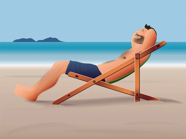 Homme relaxant sur la plage — Image vectorielle