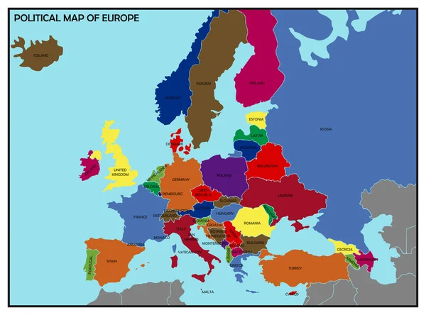 Carte politique de l'Europe — Image vectorielle