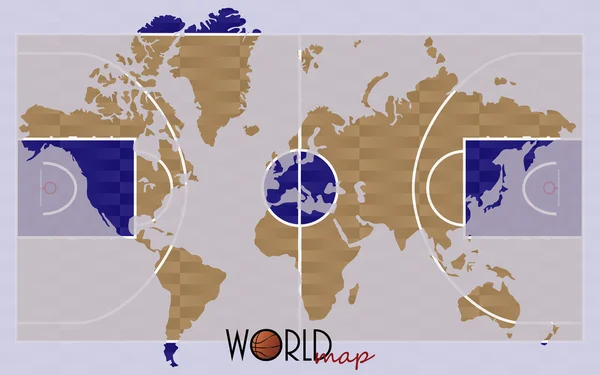 Světová mapa basketbal — Stockový vektor