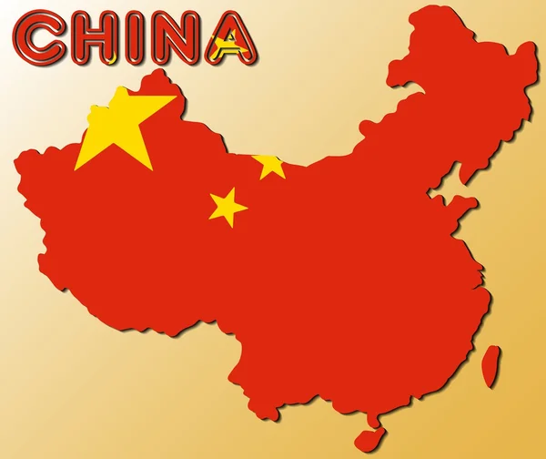 Mapa de China con bandera — Vector de stock