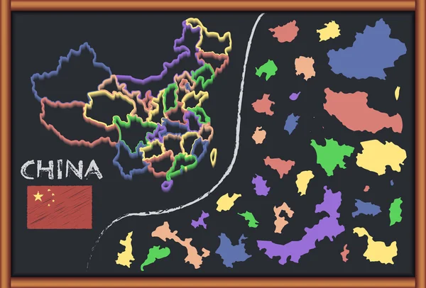 黑板上用的中国地图 — 图库矢量图片