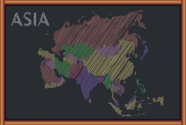 Lavagna con la mappa dell'Asia — Vettoriale Stock