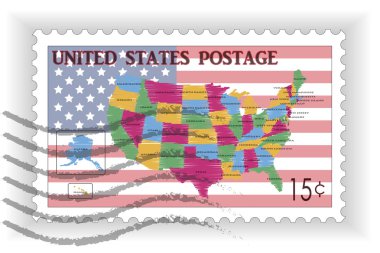 Harita ve ABD bayrağı ile damga