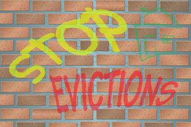 Wall with Graffiti Stop Evictions clipart