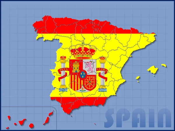 Spanien karta med flagga bakgrund — Stock vektor