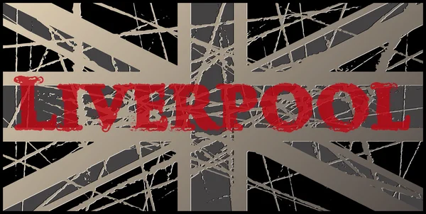 Liverpool Vintage yıpranmış İngiltere'de bayrak 3d — Stok Vektör