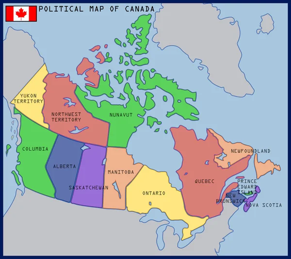 Politieke kaart van Canada — Stockvector