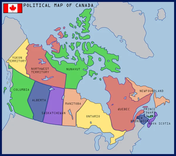 Mapa político do Canadá —  Vetores de Stock