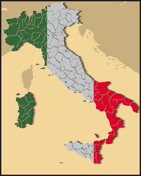 Carte de l'Italie avec drapeau — Image vectorielle