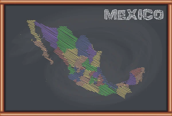 Blackboard with the Map of Mexico — Stock Vector