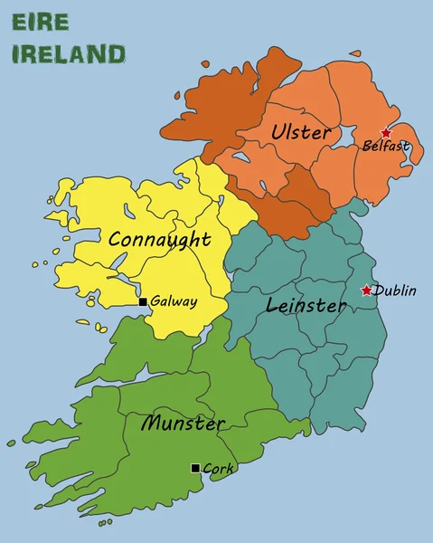 Political Map of Ireland — Stock Vector