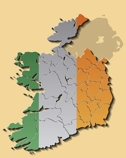 Carte de la République d'Irlande avec drapeau — Image vectorielle