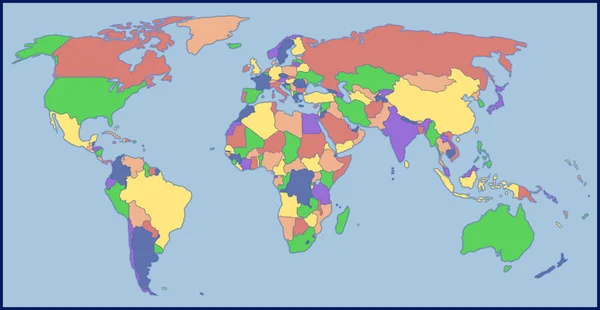 Kleur lege wereldkaart — Stockvector