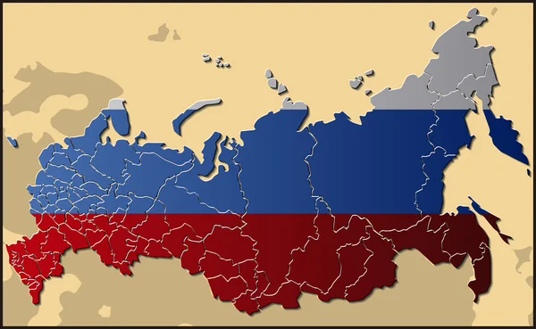 Mapa Rosji z flagą — Wektor stockowy