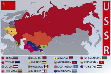 Map and Flags of the Republics of the Former USSR clipart