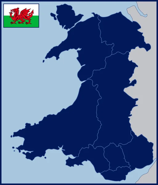Blank Map and Flag of Wales — Wektor stockowy