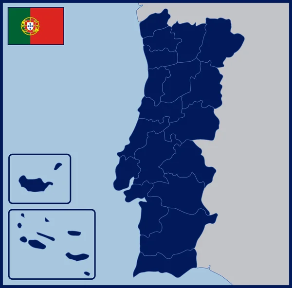 空白的地图和国旗的葡萄牙 — 图库矢量图片