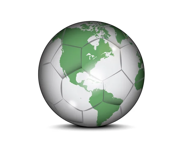Fotbalový míč s mapou světa — Stockový vektor