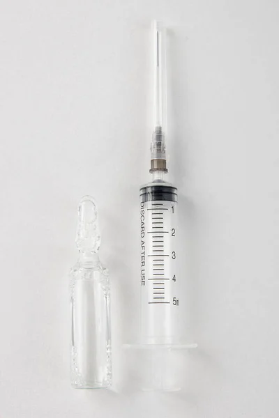 Ampoule Drug Syringe White Background — Fotografia de Stock