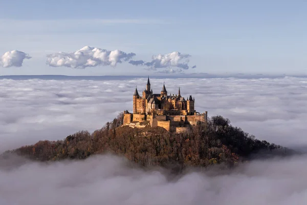 Hohenzollern Castle Clouds Fog — Fotografia de Stock