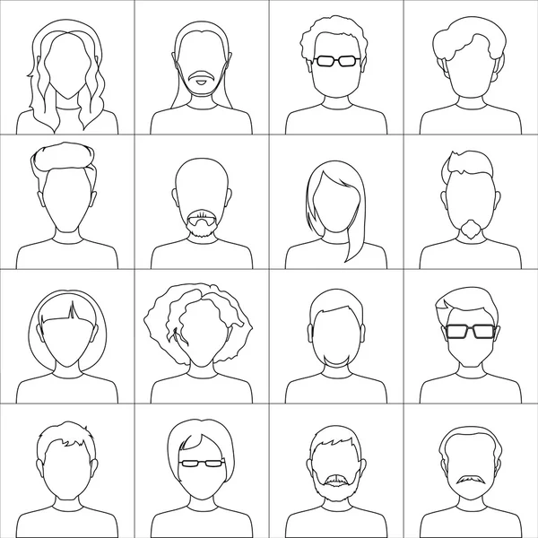 Γραμμική άνθρωποι εικονίδια. Σύνολο εικονιδίων καλαίσθητα άτομα σε άσπρο φόντο. — Διανυσματικό Αρχείο