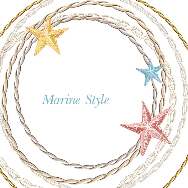 Moldura decorativa do mar com estrelas do mar. Pode ser usado como um cartão de saudação ou convite de casamento —  Vetores de Stock