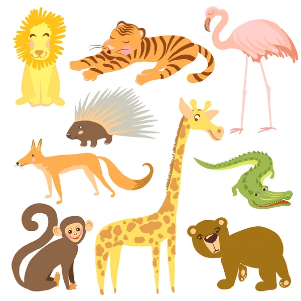 Ilustración vectorial de animales. Zoológico animales lindos . — Vector de stock