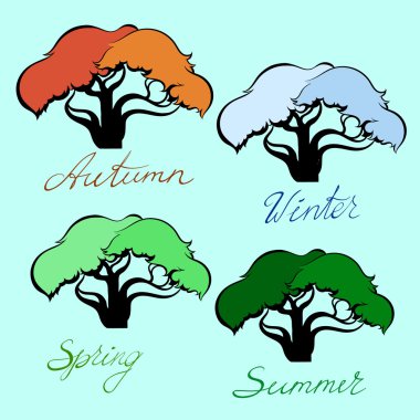 Sezon ve ağaçları ile stilize afiş