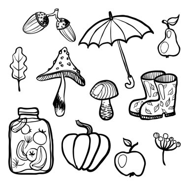 sonbahar nesneleri kümesi.