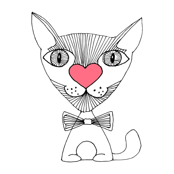 Hand drawn cat love sketch — Stock Vector