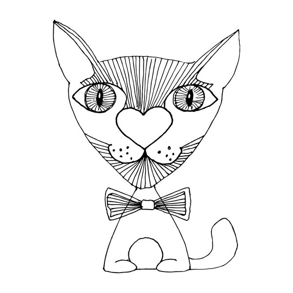 Black cat drawn with chalk