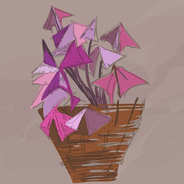 Фіолетова трава в квітковому горщику — стоковий вектор