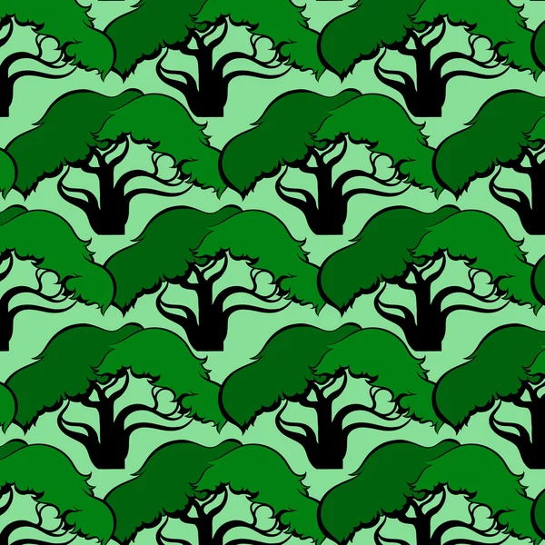 Lindo patrón sin costura con varios árboles — Archivo Imágenes Vectoriales