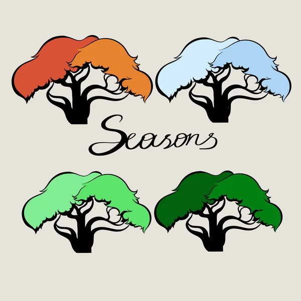 Baum in vier Jahreszeiten — Stockvektor