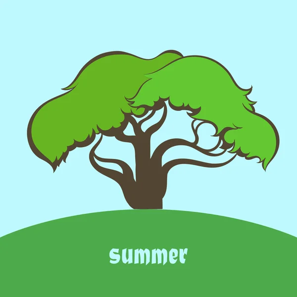 Сезон и одинокое зелёное дерево — стоковый вектор