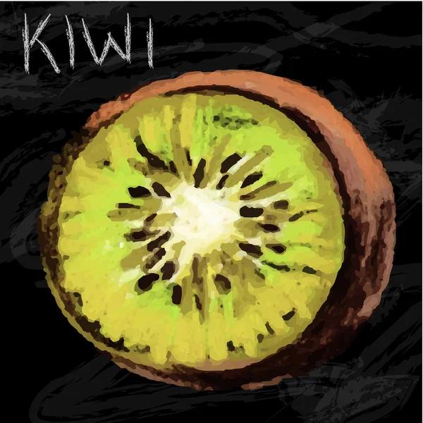 Kiwi ręcznie rysowane pastel malarstwo — Wektor stockowy