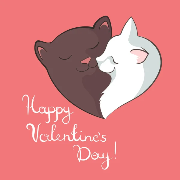 Cœur mignon chats amoureux — Image vectorielle