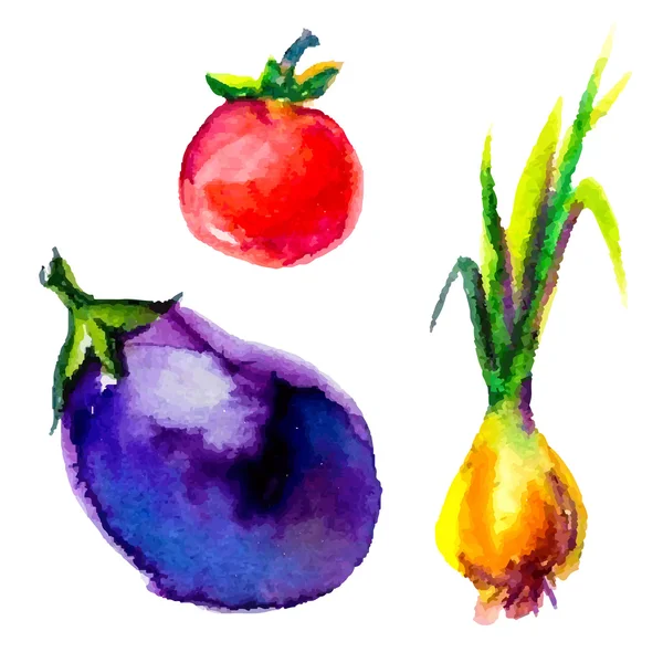 Ensemble de légumes aquarelle — Image vectorielle