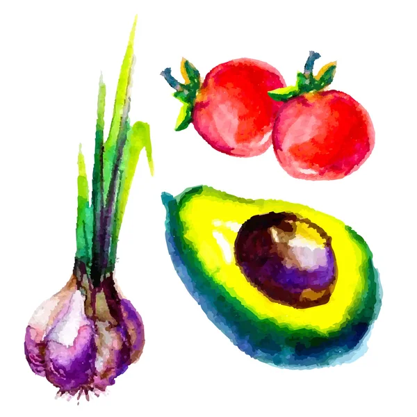 Ensemble de légumes aquarelle — Image vectorielle