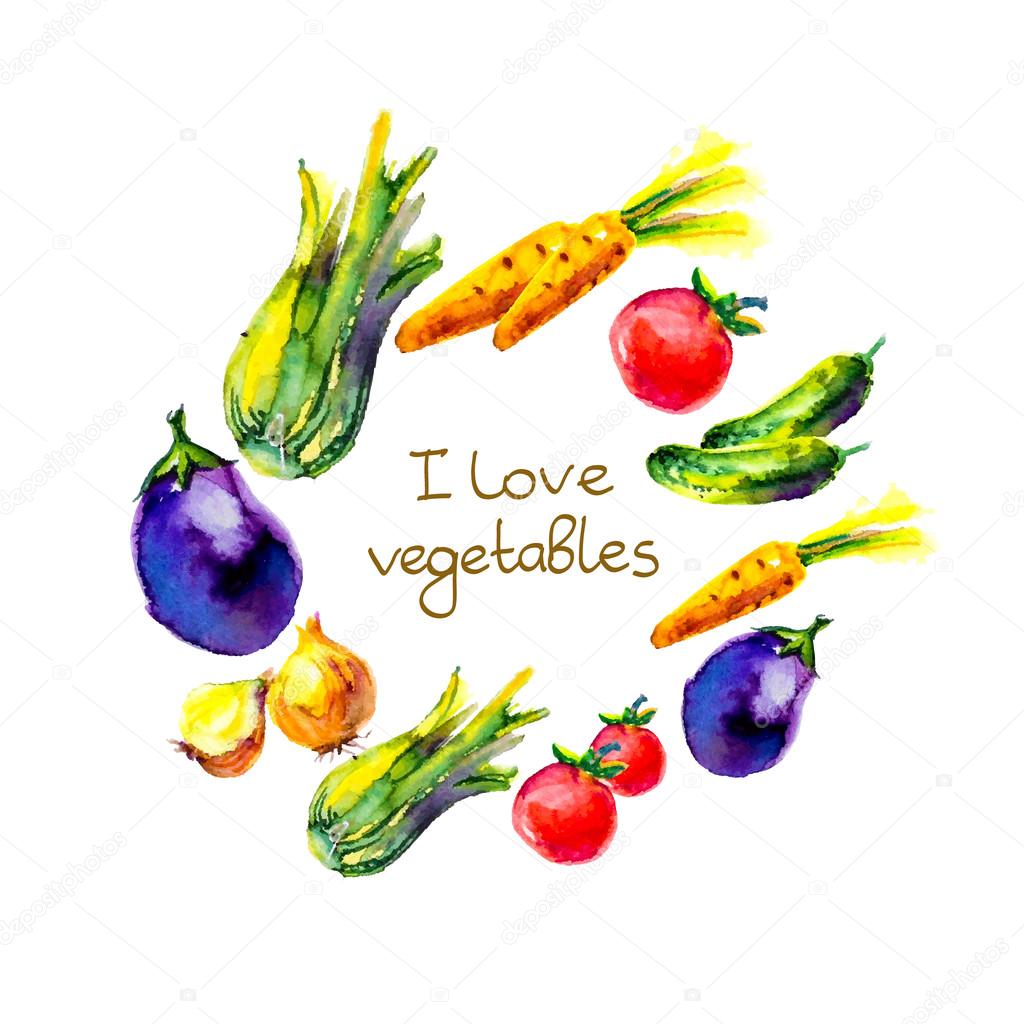 I love vegetables, circle frame