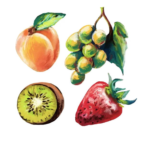 Ensemble de fruits à craie colorés — Image vectorielle