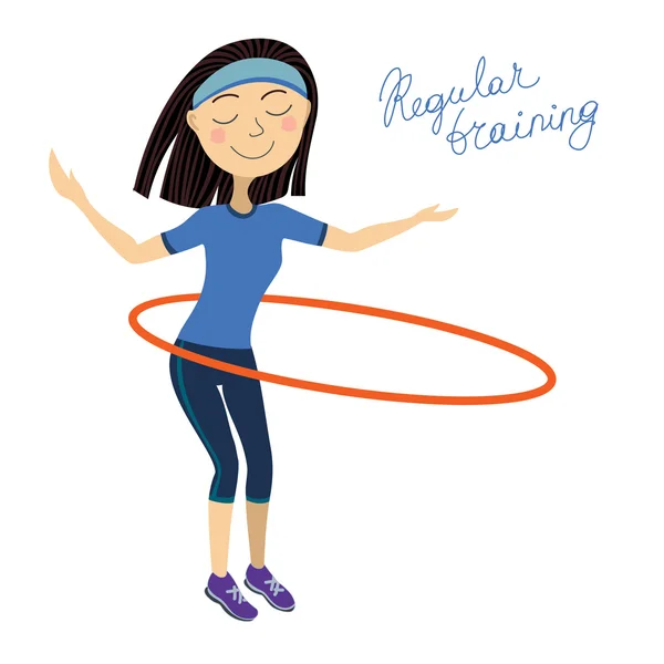 Regelmäßiges Training, Spin the Hoop Girl — Stockvektor