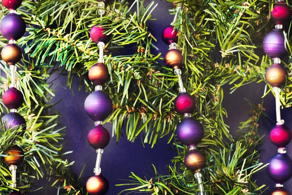 Christmas decorations on fir tree — Stock Photo, Image