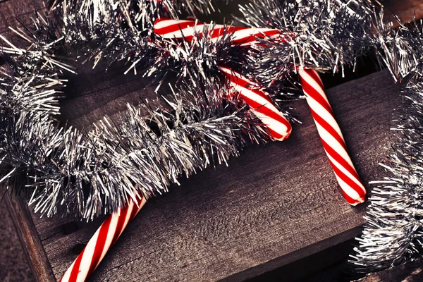 Candy canes wit holiday glitter — Stockfoto