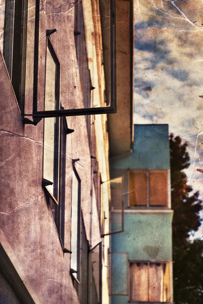 Apartment building wall with windows — Stock Photo, Image