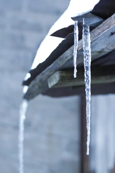Water icicles in winter time — Stock Photo, Image