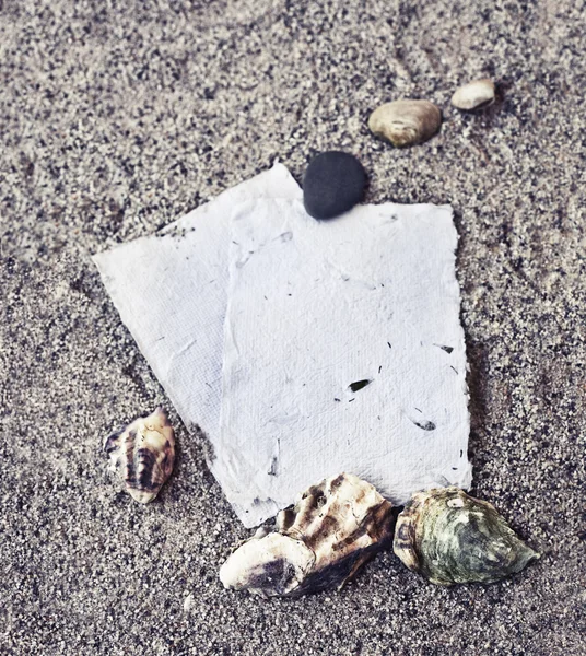 论文、 贝壳和石头 — 图库照片