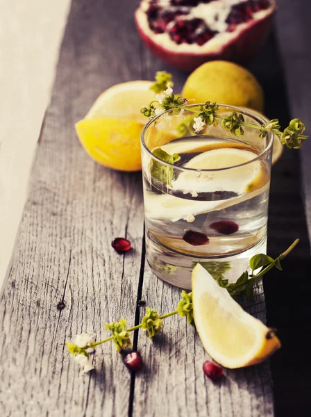 Lemon slices with water in glass — Stock Photo, Image