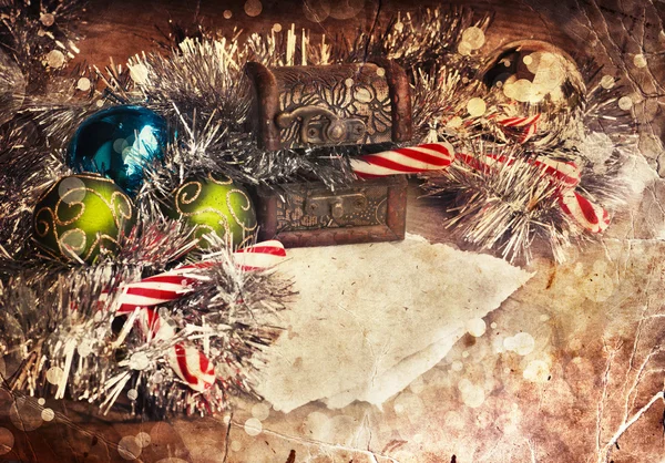 Kerstdecoratie met papier achtergrond — Stockfoto